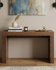 47" Brown Wood Block Console Table