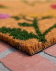 24" X 36" Natural and Green Coir Floral Hello Outdoor Door Mat