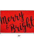 24" X 36" Red and Black Coir Merry and Bright Outdoor Christmas Door Mat