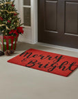 24" X 36" Red and Black Coir Merry and Bright Outdoor Christmas Door Mat