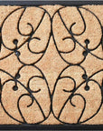24" X 36" Natural and Black Coir Botanical Leaves Outdoor Door Mat
