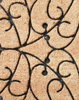 24" X 36" Natural and Black Coir Botanical Leaves Outdoor Door Mat