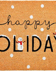 24" X 36" Natural Black and White Coir Happy Holidays Outdoor Christmas Door Mat
