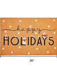 24" X 36" Natural Black and White Coir Happy Holidays Outdoor Christmas Door Mat