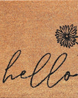 24" X 36" Natural and Black Coir Floral Hello Outdoor Door Mat