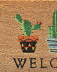 24" X 36" Natural Green and Black Coir Cactus Welcome Outdoor Door Mat