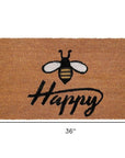 24" X 36" Natural and Black Coir Bumblee Bee Happy Outdoor Door Mat