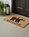 24" X 36" Natural and Black Coir Bear Welcome Outdoor Door Mat