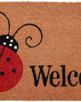 24" X 36" Natural Black and Red Coir Ladybug Welcome Outdoor Door Mat