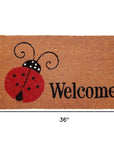 24" X 36" Natural Black and Red Coir Ladybug Welcome Outdoor Door Mat