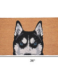 24" X 36" Natural Black and White Coir Siberian Husky Outdoor Door Mat
