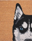 24" X 36" Natural Black and White Coir Siberian Husky Outdoor Door Mat