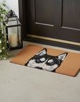 24" X 36" Natural Black and White Coir Siberian Husky Outdoor Door Mat