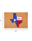 24" X 36" Natural Red White and Blue Coir Texas Outdoor Door Mat