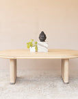 54" Natural Solid Wood Oval Solid Coffee Table