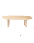 54" Natural Solid Wood Oval Solid Coffee Table