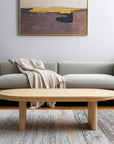 54" Natural Solid Wood Oval Solid Coffee Table