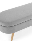 44" Gray and Brown Linen Upholstered Storage Bench with Flip Top