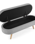 44" Gray and Brown Linen Upholstered Storage Bench with Flip Top
