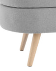 44" Gray and Brown Linen Upholstered Storage Bench with Flip Top