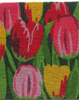24" X 36" Red and Green Coir Floral Outdoor Spring Door Mat