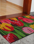 24" X 36" Red and Green Coir Floral Outdoor Spring Door Mat