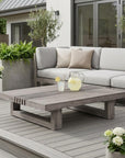 33" Gray Solid Wood Outdoor Coffee Table