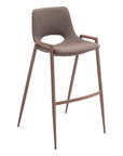 Set of Two 30" Brown Faux Leather And Fabric And Steel Low Back Bar Height Bar Chairs
