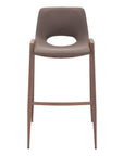Set of Two 30" Brown Faux Leather And Fabric And Steel Low Back Bar Height Bar Chairs