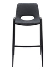 Set of Two 30" Black Faux Leather And Fabric And Steel Low Back Bar Height Bar Chairs