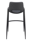 Set of Two 30" Black Faux Leather And Fabric And Steel Low Back Bar Height Bar Chairs