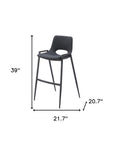 Set of Two 30" Black Faux Leather And Fabric And Steel Low Back Bar Height Bar Chairs