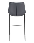 Set of Two 30" Dark Gray And Black Faux Leather And Fabric And Steel Bar Height Bar Chairs