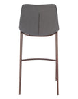 Set of Two 30" Slate Gray And Brown Faux Leather And Fabric And Steel Bar Height Bar Chairs
