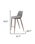 Set of Two 30" Slate Gray And Brown Faux Leather And Fabric And Steel Bar Height Bar Chairs