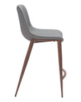 Set of Two 26" Slate Gray And Brown Faux Leather And Fabric And Steel Counter Height Bar Chairs