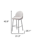 Set of Two 30" Ivory And Black Shearling And Fabric And Steel Bar Height Bar Chairs