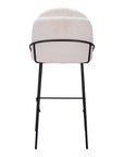 Set of Two 30" Ivory And Black Shearling And Fabric And Steel Bar Height Bar Chairs
