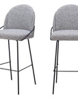 Set of Two 30" Light Gray And Black Shearling And Fabric And Steel Bar Height Bar Chairs