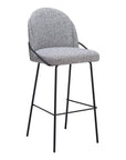 Set of Two 30" Light Gray And Black Shearling And Fabric And Steel Bar Height Bar Chairs