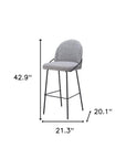 Set of Two 30" Light Gray And Black Shearling And Fabric And Steel Bar Height Bar Chairs