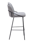 Set of Two 30" Light Gray And Black Shearling And Fabric And Steel Bar Height Bar Chairs