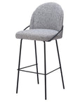 Set of Two 30" Light Gray And Black Shearling And Fabric And Steel Bar Height Bar Chairs