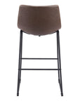 Set of Two 29" Espresso And Black Faux Leather And Steel Counter Height Bar Chairs