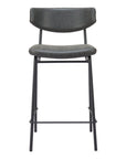 Set of Two 30" Black Faux Leather And Steel Low Back Bar Height Bar Chairs