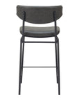 Set of Two 30" Black Faux Leather And Steel Low Back Bar Height Bar Chairs