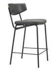 Set of Two 30" Black Faux Leather And Steel Low Back Bar Height Bar Chairs