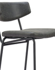 Set of Two 30" Black Faux Leather And Steel Low Back Bar Height Bar Chairs