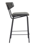 Set of Two 30" Black Faux Leather And Steel Low Back Bar Height Bar Chairs