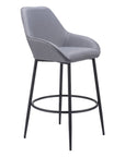 Set of Two 30" Gray And Black Fabric And Steel Bar Height Bar Chairs